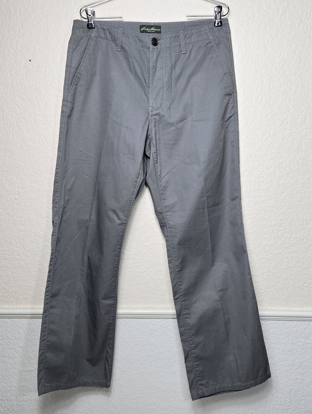Eddie Bauer Men's Gray Straight-Leg Chinos Pants, 32X30